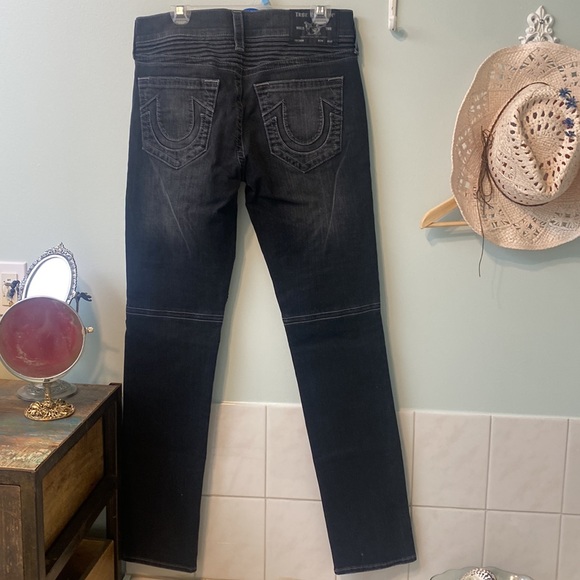 👖👖👖TRUE RELIGION JEANS Size 32 ROCCO MOTO NO FLAP SN new no tag faded black - Picture 7 of 13